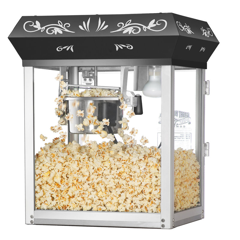 Black Stainless Steel Antique Style Tabletop Popcorn Machine