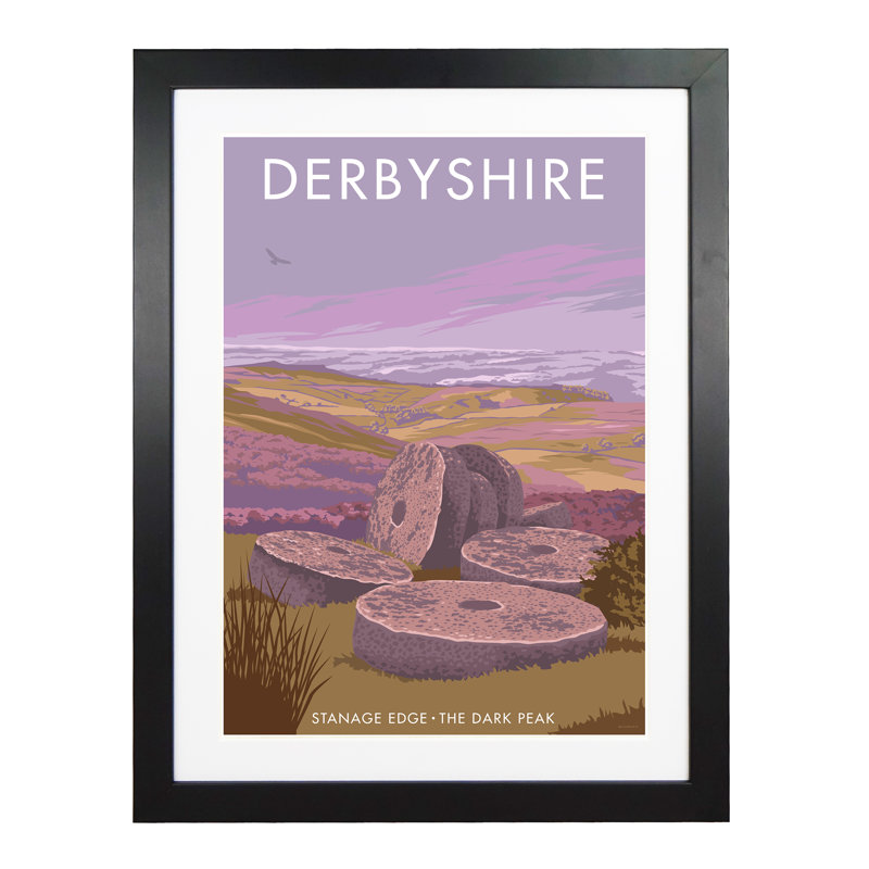 Stanage Edge Derbyshire - Print, 50cm H x 40cm W x 3cm D, Black Framed