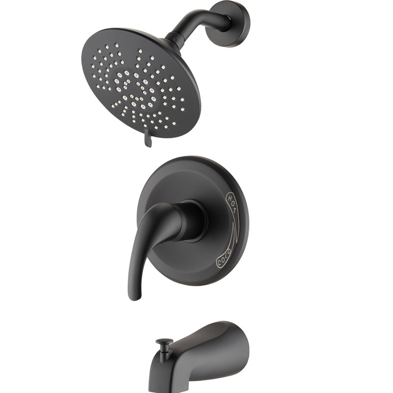 Matte Black Shower Fixture With 2.2 Gpm Flow & Adjustable Spray Head Finish 5 Patterns