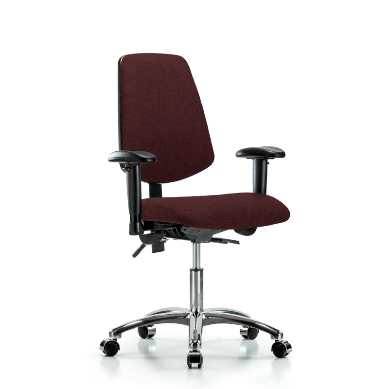 Chaise de tâches ergonomique Hannah, Bourgogne, Roulettes, Non inclus