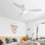 52 Inch Flush Mount Ceiling Fan Solid Wood Fan Blade Noiseless Reversible Motor Smart Remote Control With Light