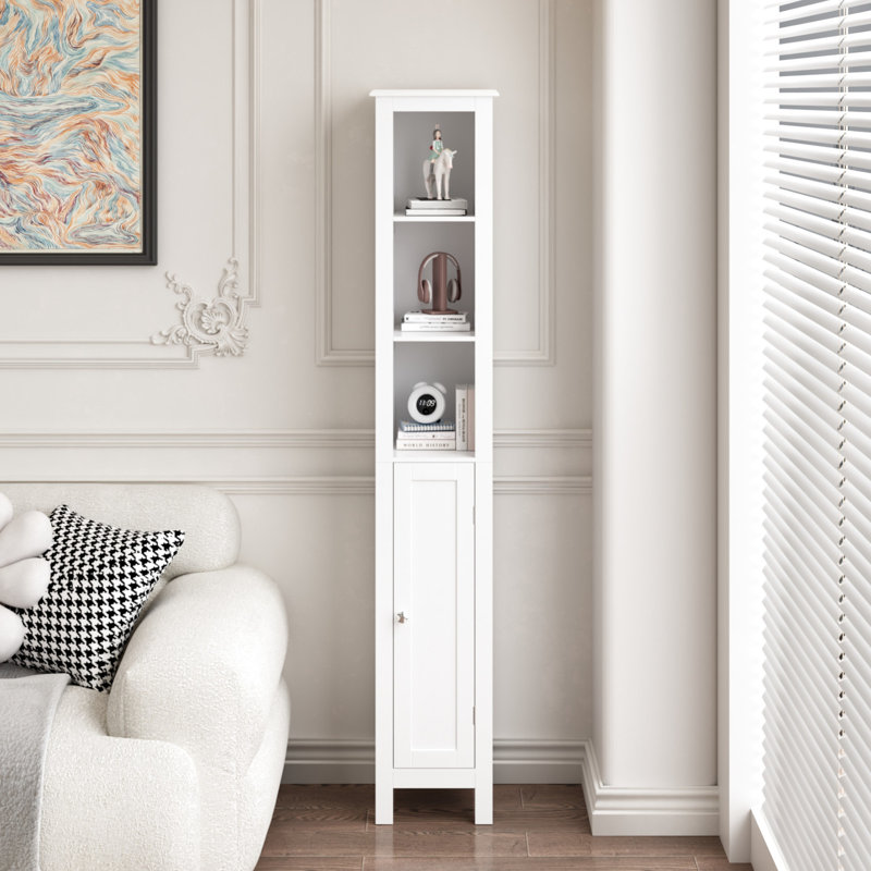 66.92" Bathroom Storage Cabinet With Adjustable Shelves - Slim 1 Door Freestanding For Home, Bathroom, Kitchen, Patio White Foyer Area