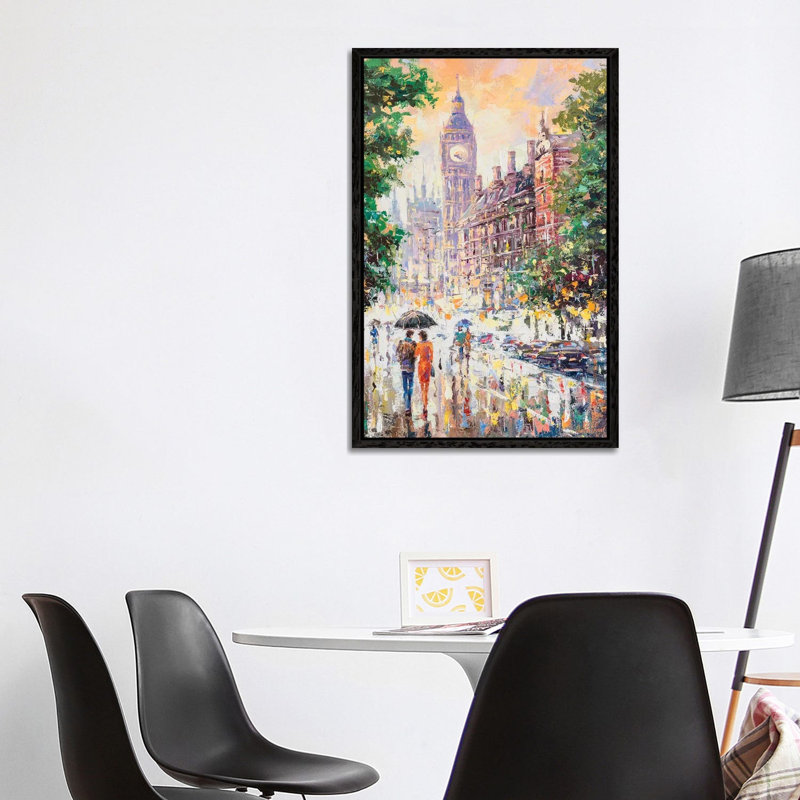 London by Andrej Ostapchuk - Painting on Canvas, 101.6cm H x 66.04cm W x 3.81cm D, Black Framed