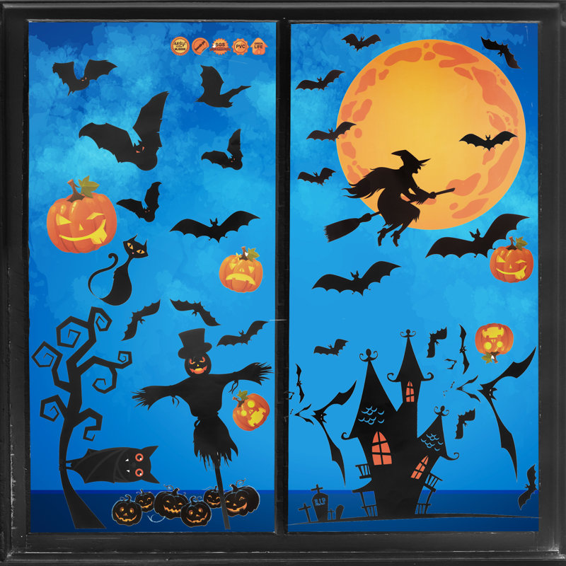 10-Piece Halloween Electrostatic Wall Sticker Set – Reusable PVC Window Clings