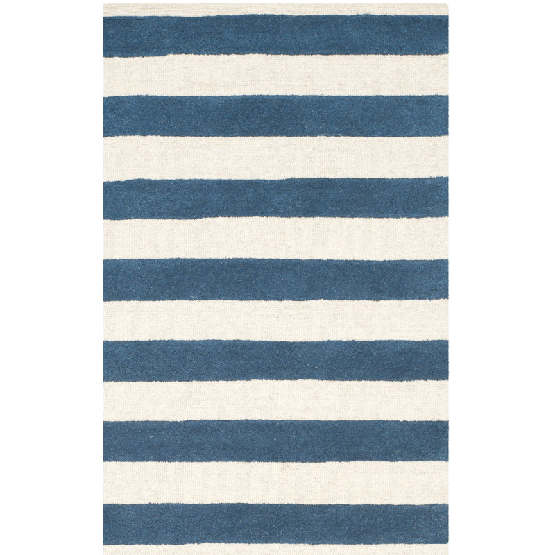 Tapis rayé en laine touffeté à la main Erol, Rectangle 2 pi x 3 pi