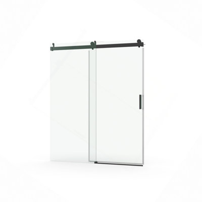 Frameless Soft-Closing Shower Door, 1/4" (6Mm) Tempered Glass Single Sliding With Explosion-Proof Coating