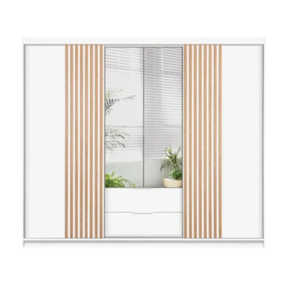  Sonoma Bionda 250 Sliding Wardrobe - Mirrored Doors with  Vertical Lamelas