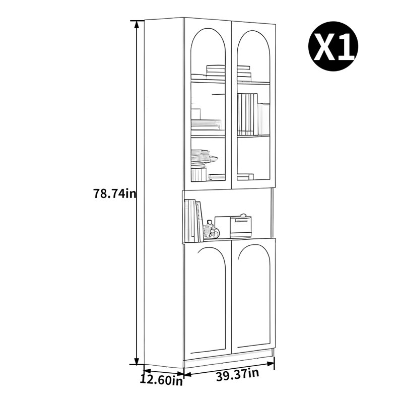 Kinneola, (6 Shelves) 78.74”H x 39.37”W x 12.6”D