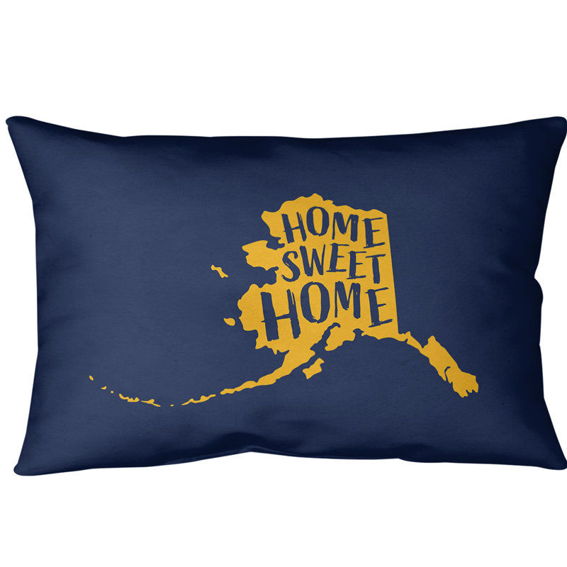 Outdoor Reversible Throw Pillow, Navy/Gold, Alaska