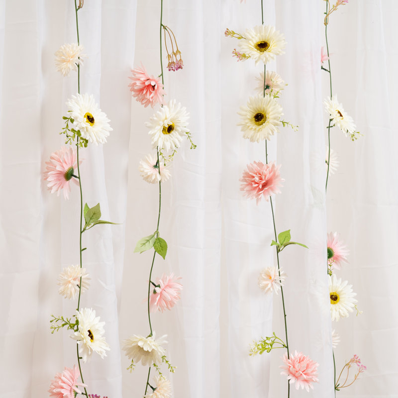 180cm Gerbera & Dahlia Droplet Garlands Pack 6, Pink