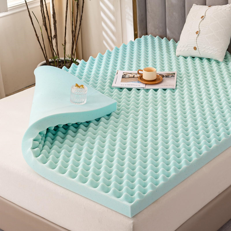 2 Inch Egg Crate High-Density Memory Foam Mattress Topper - Gel-Infused Cooling Breathable, Full-Sleep-Position Support, Back Pain Relief, Certipur-US Certified