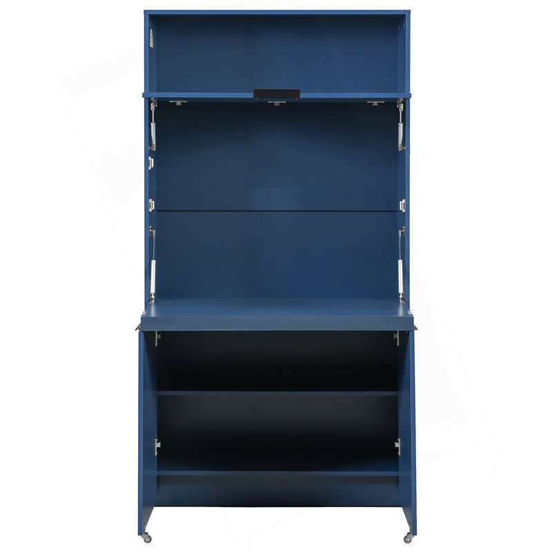 Armoire de cuisine, buffet de 69 po de hauteur avec huche et poste de travail pliable, armoire de rangement multifonctionnelle avec tablette réglable et prise de courant pour la salle à manger et le salon