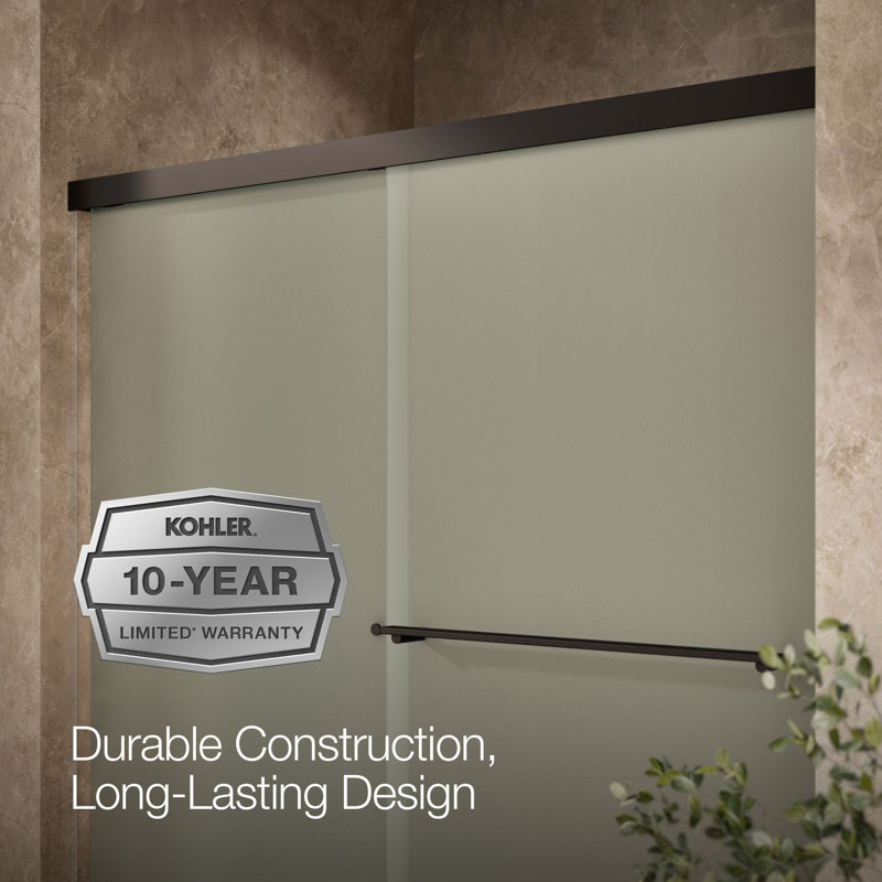 Revel 59.63'' x 62'' Double Sliding Bath Door with CleanCoat® Technology, Frosted, Silver