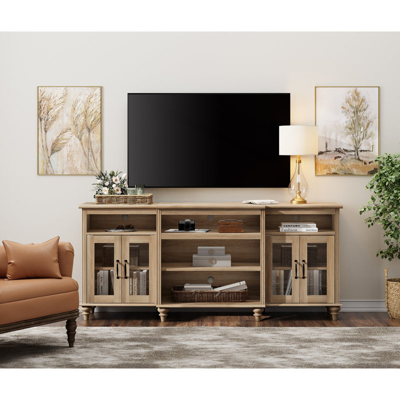 Meuble télé 69,8 po avec rangement Scarlett, Chêne