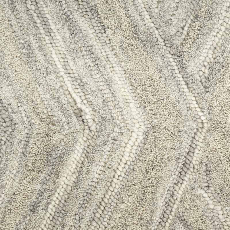 Ebern Designs Atyana Grey Modern Indoor Wool Rug, Rectangle 8'6" x 11'6"