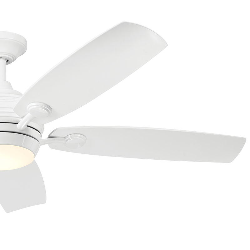 Ventilateur de plafond DEL standard à 5 pales 56 po avec télécommande et ensemble d'éclairage inclus Chilchinbito, Blanc