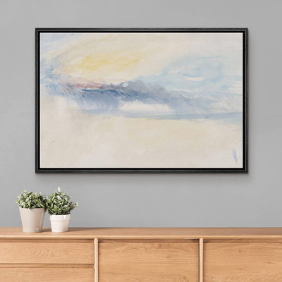 Signe, reproduction d'art sur toile encadrée, bleu, jaune, pastel, nuage, paysage, nature sauvage, illustrations, art moderne, décoratif, rustique minimal pour le salon, la chambre à coucher, le bureau
