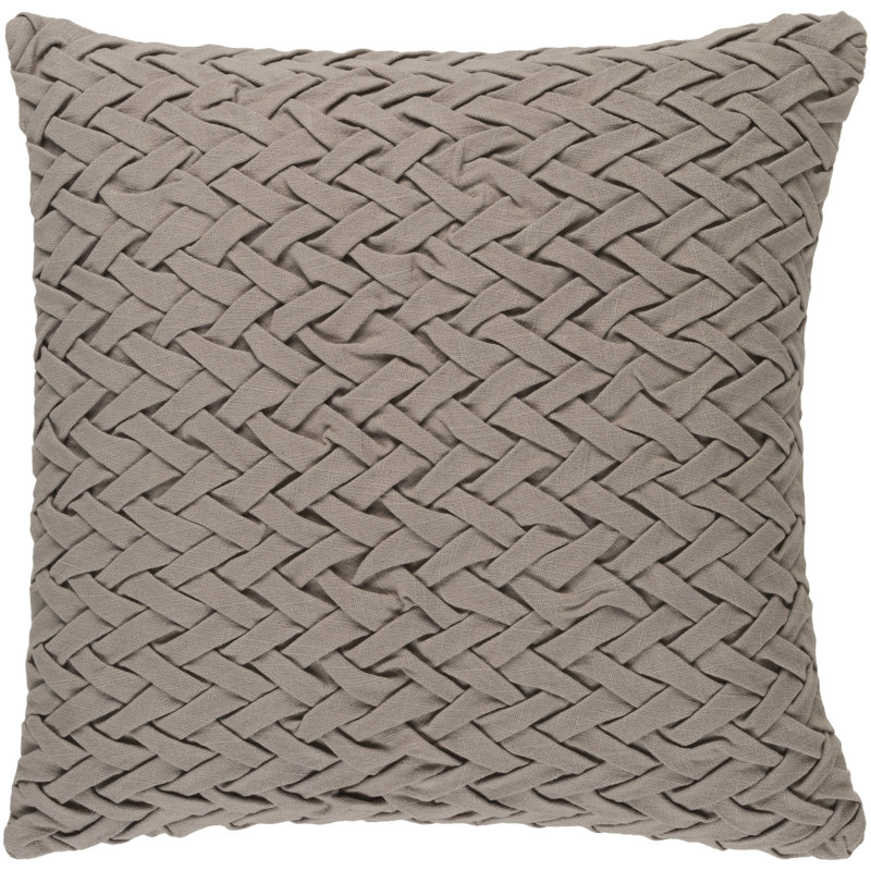 Facade Cotton Throw Pillow Cover, Taupe, 18" H x 18"