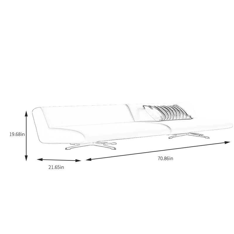 Banc rembourré en similicuir Sereya, Gris, H 19,68 po x l 70,86 po x P 21,65 po