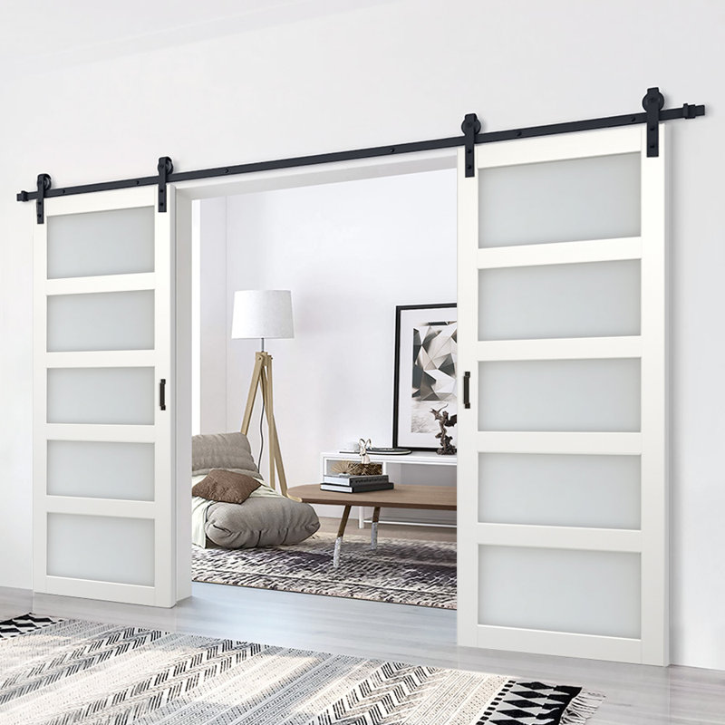 72'' x 84'' Semi-Solid Glass Matte without Installation Hardware Kit Barn Door