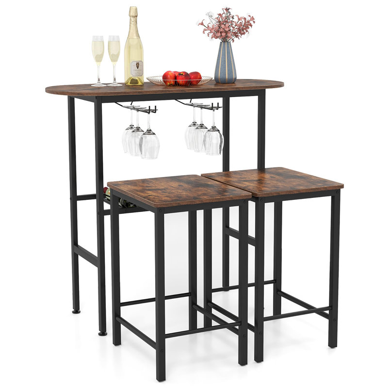 40cm Bar Set, Rustic Brown/Black