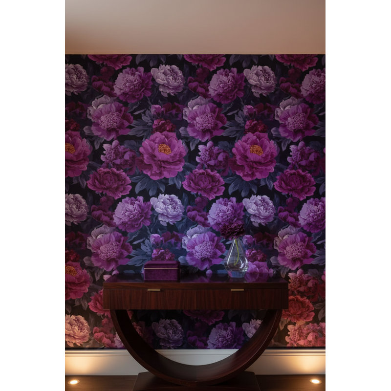 Papier peint floral mauve moderne