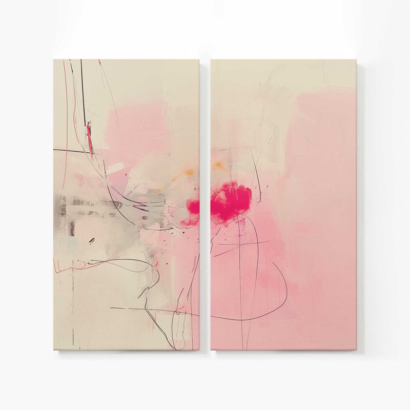 Whispers of Pink Sands v1 | Impression sur toile 2 panneaux | Combiné, H 48 po x l 48 po