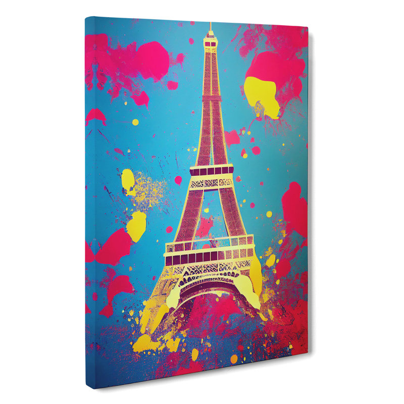 Eiffel Tower Paint Splash No.3 - Wrapped Canvas, 76cm H x 50cm W