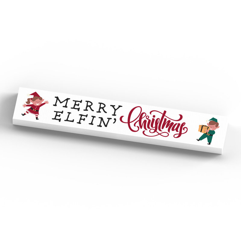 Xmas Merry Elfin Christmas Wooden Memento Block