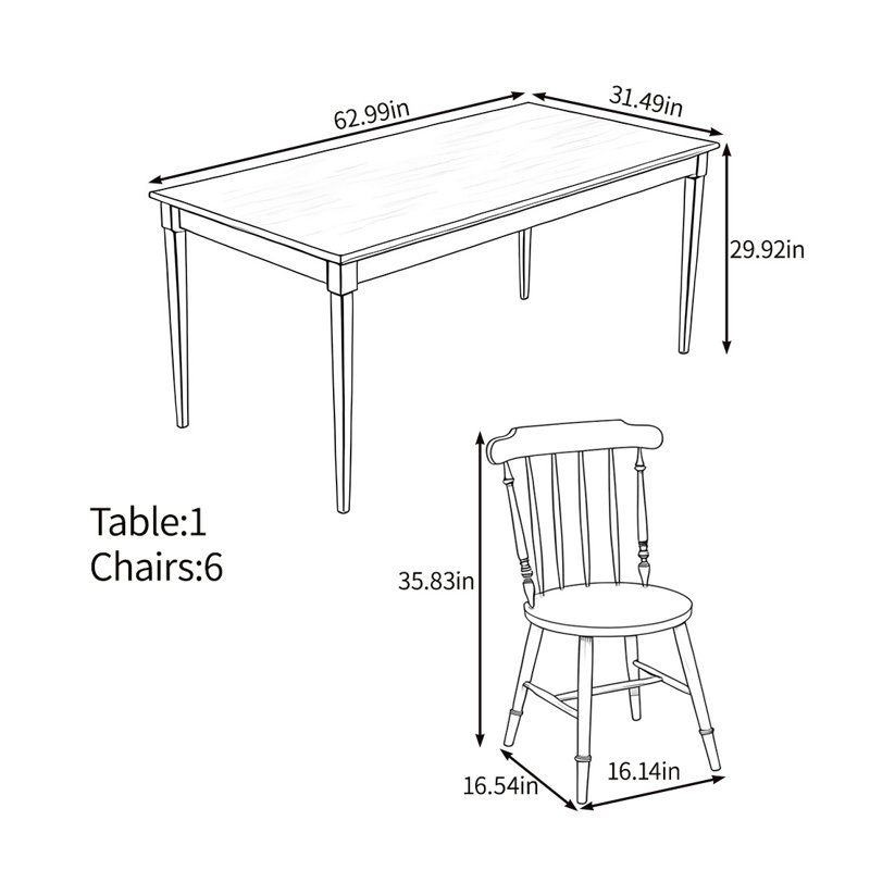 Ensemble de grande table en bois massif de haute qualité, 7