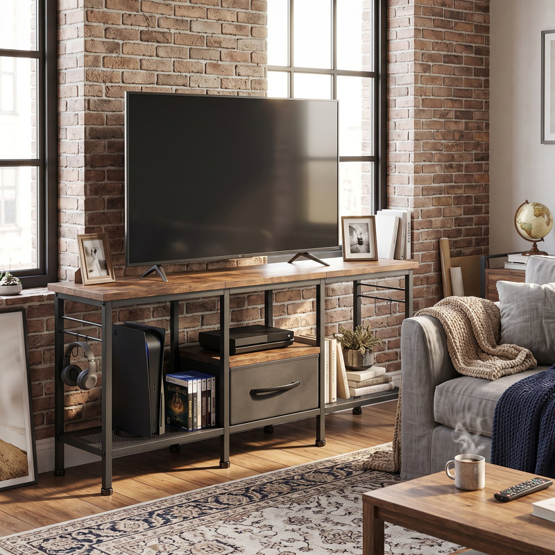 Meuble télé avec tiroir en tissu et meuble télé pour téléviseur de 55 po ou moins