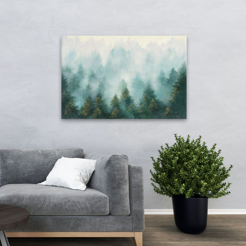 Forêt brumeuse - bleu turquoise, H 36 po x l 48 po