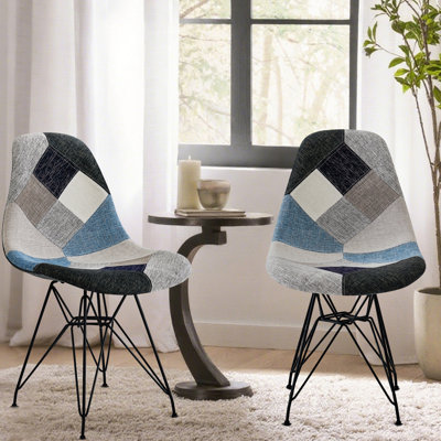 Chaise bohémienne géométrique colorée de 2 personnes, mesurant 18 po x P 21 po x l 32 po, avec pieds en fer chromé patchwork faciles à assembler, expérience d'assise confortable