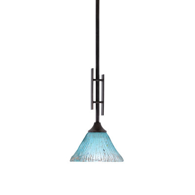Uptowne Stem Hung Mini Pendant Shown In Dark Granite Finish With 7" Glass