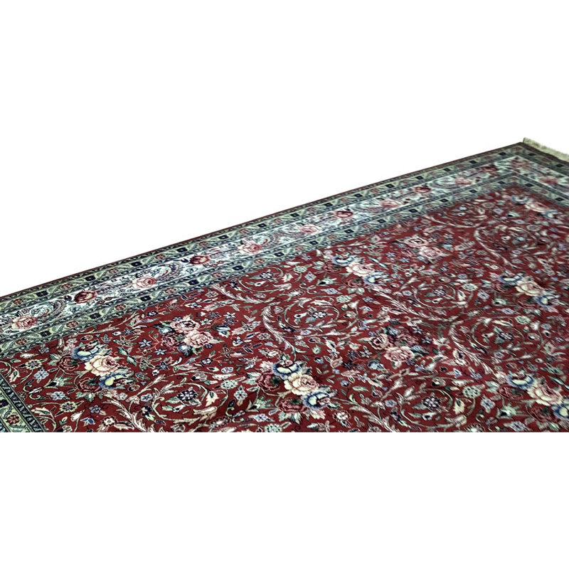 Tapis rouille / ivoire / gris noué à la main de haute qualité