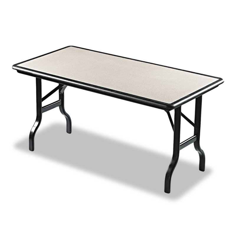 Granite and Black 96" Folding Table with Steel Frame