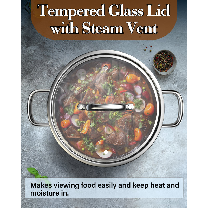 8-Quart Stainless Steel Tri-Ply Stockpot with Glass Lid