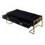 Table basse moderne noire moderne avec 4 tiroirs et base dorée | Idée de cadeau