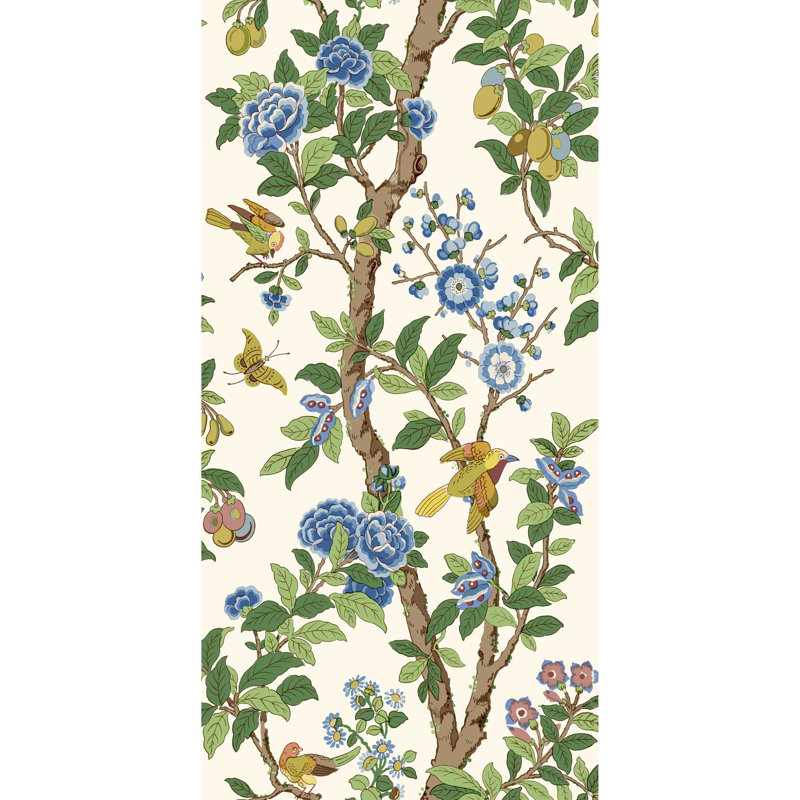 Eldon Floral Non-Woven Wallpaper Roll, Green;Blue