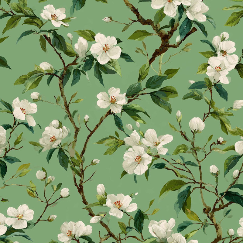 Papier peint floral vert chinois