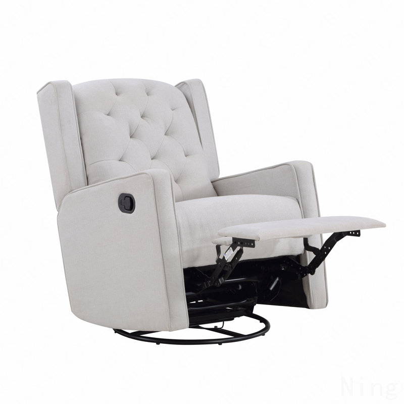 Fauteuil inclinable et oscillant capitonné gris clair - Tissu d'ameublement