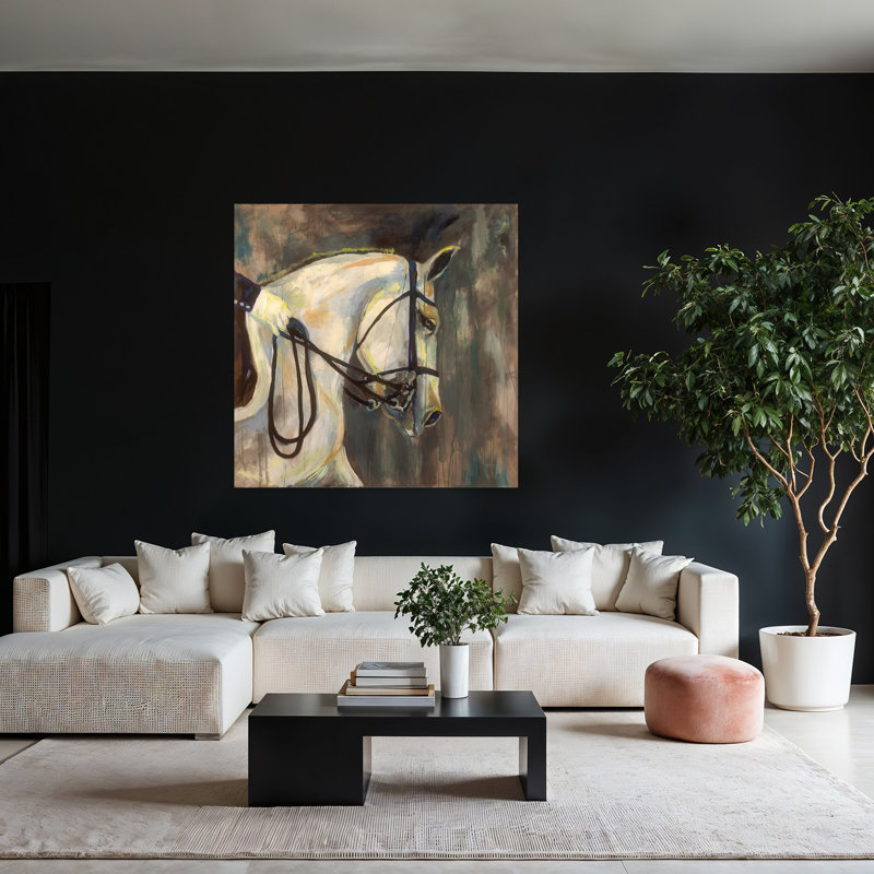 Art contemporain avec dressage contemporain V2 avec animaux, H 48 po x l 48 po