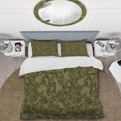 Khaki Dirty Design Camouflage - Abstract Duvet Cover Set - Microfiber Polyester