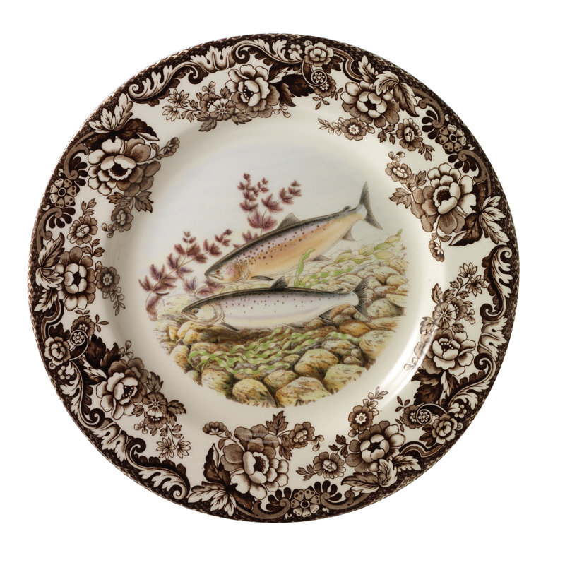 Spode Woodland Fish Salad Plate 8" Salmon