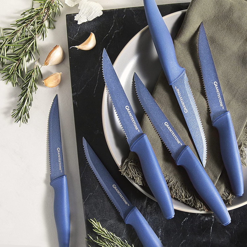 6 Piece Stainless Steel Steak Knife, Blue