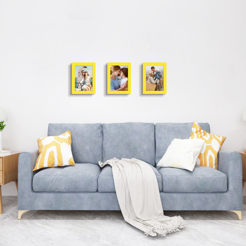Cadre photo collage, ensemble de 3, Jaune, L 5 po x H 7 po