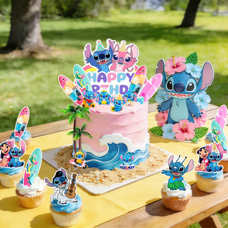 20 Pcs Stitch Cake Decoration, Stitch  Birthday Cake Topper Set