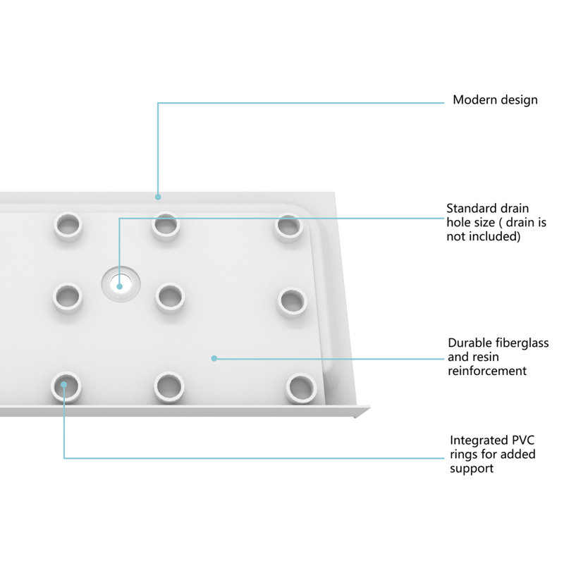 Glossy White 48x32 Acrylic Single Threshold Shower Base