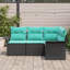 Ensemble de canapé de jardin avec coussin en rotin noir vidaXL-1283617770
