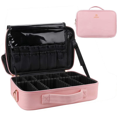 Trousse de voyage, trousse de maquillage, trousse de maquillage, trousse de rangement portable pour artiste avec cloisons réglables pour les pinceaux de maquillage, accessoires de toilette, accessoires numériques